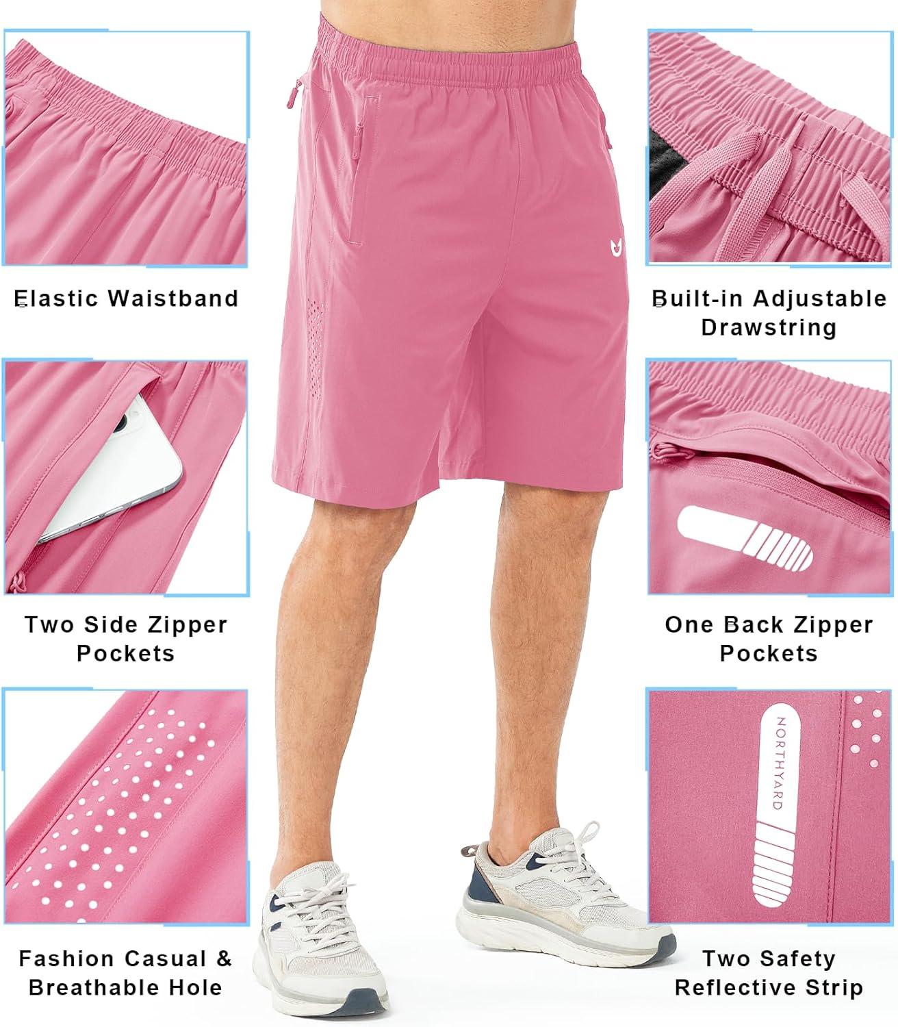 imageNORTHYARD Mens Athletic Running Shorts Quick Dry Workout Shorts 7quot 5quot 9quot Lightweight Sports Gym Basketball Tennis HikingPowderpink