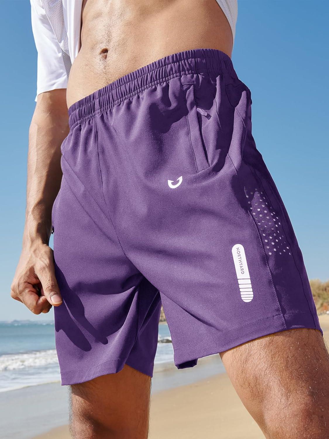 imageNORTHYARD Mens Athletic Running Shorts Quick Dry Workout Shorts 7quot 5quot 9quot Lightweight Sports Gym Basketball Tennis HikingPurple