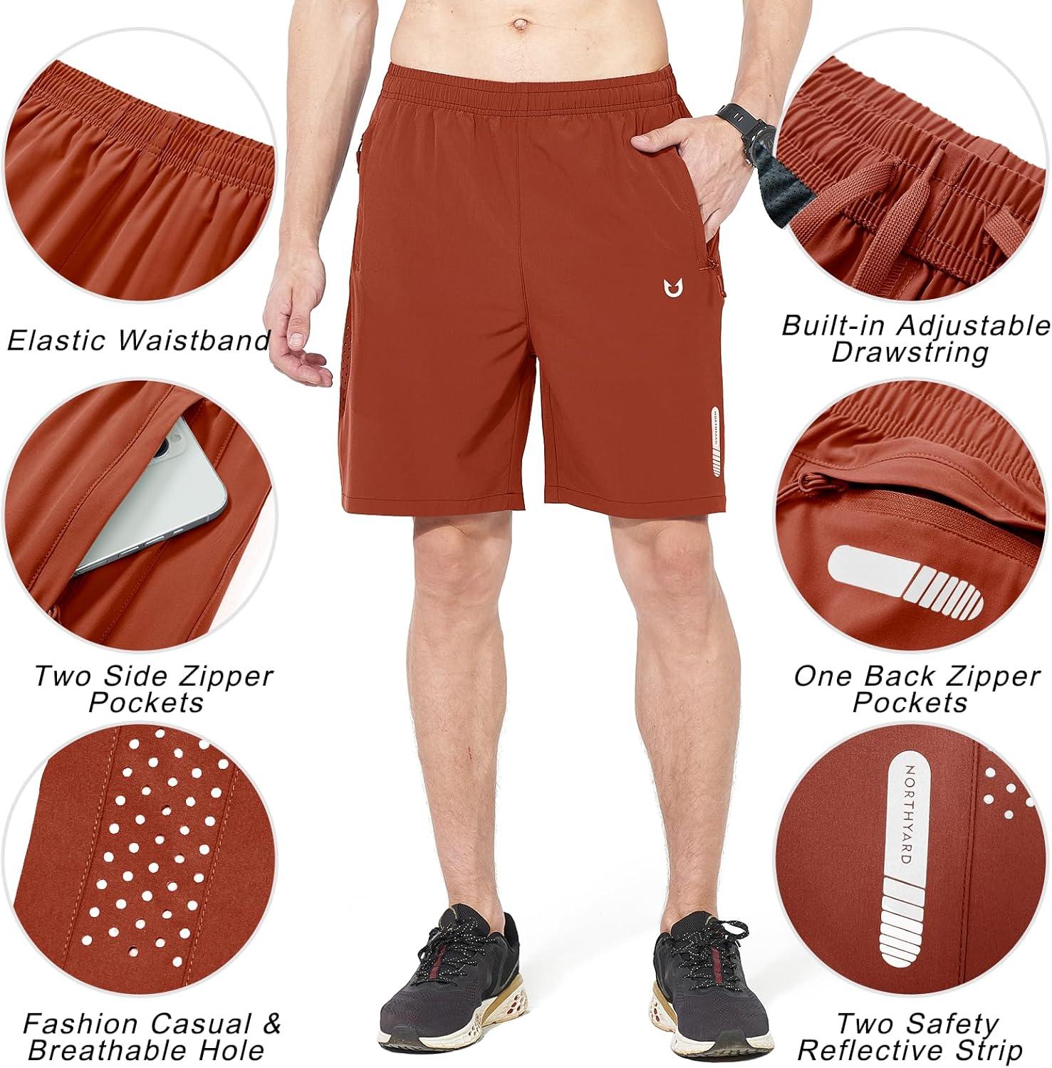 imageNORTHYARD Mens Athletic Running Shorts Quick Dry Workout Shorts 7quot 5quot 9quot Lightweight Sports Gym Basketball Tennis HikingRedclay
