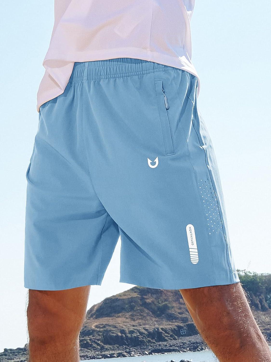 imageNORTHYARD Mens Athletic Running Shorts Quick Dry Workout Shorts 7quot 5quot 9quot Lightweight Sports Gym Basketball Tennis HikingSkyblue