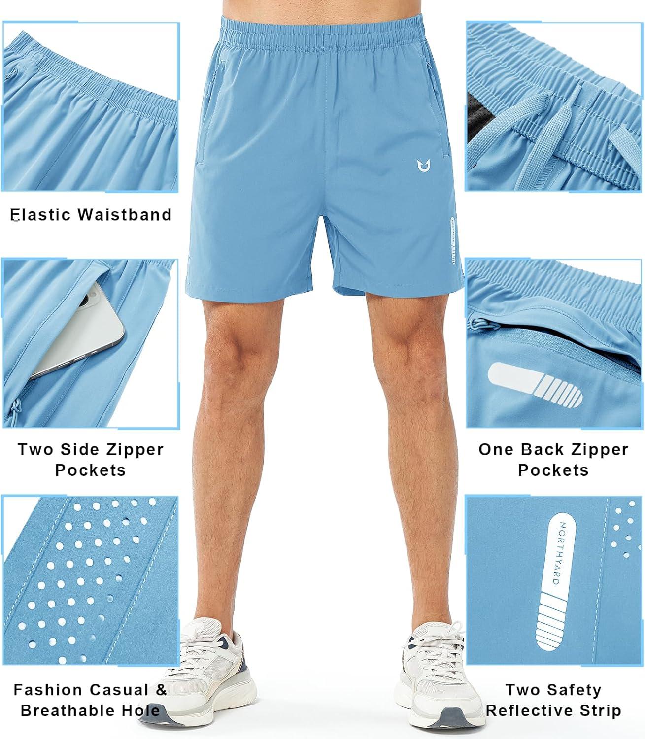 imageNORTHYARD Mens Athletic Running Shorts Quick Dry Workout Shorts 7quot 5quot 9quot Lightweight Sports Gym Basketball Tennis HikingSkyblue