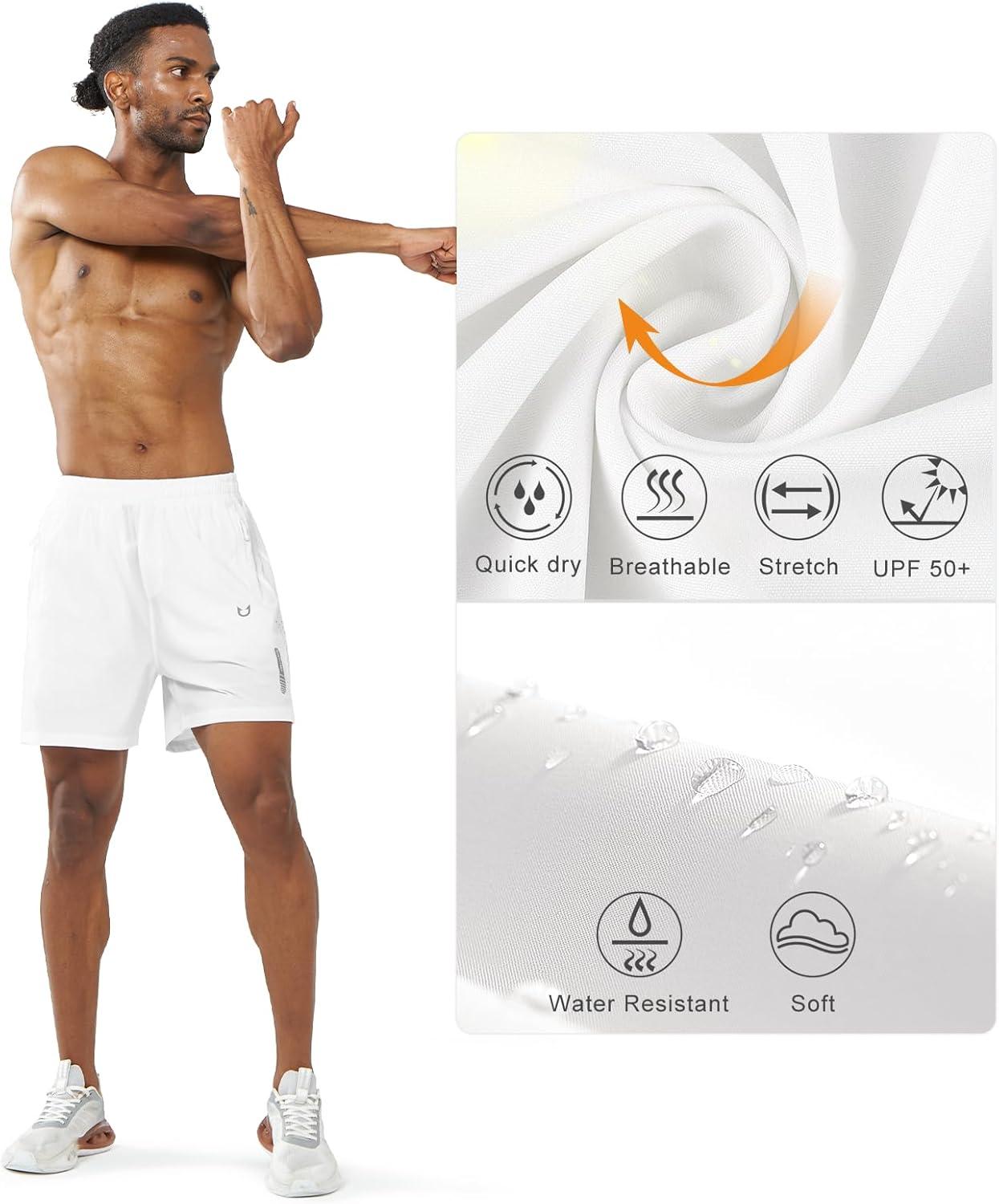 imageNORTHYARD Mens Athletic Running Shorts Quick Dry Workout Shorts 7quot 5quot 9quot Lightweight Sports Gym Basketball Tennis HikingWhite