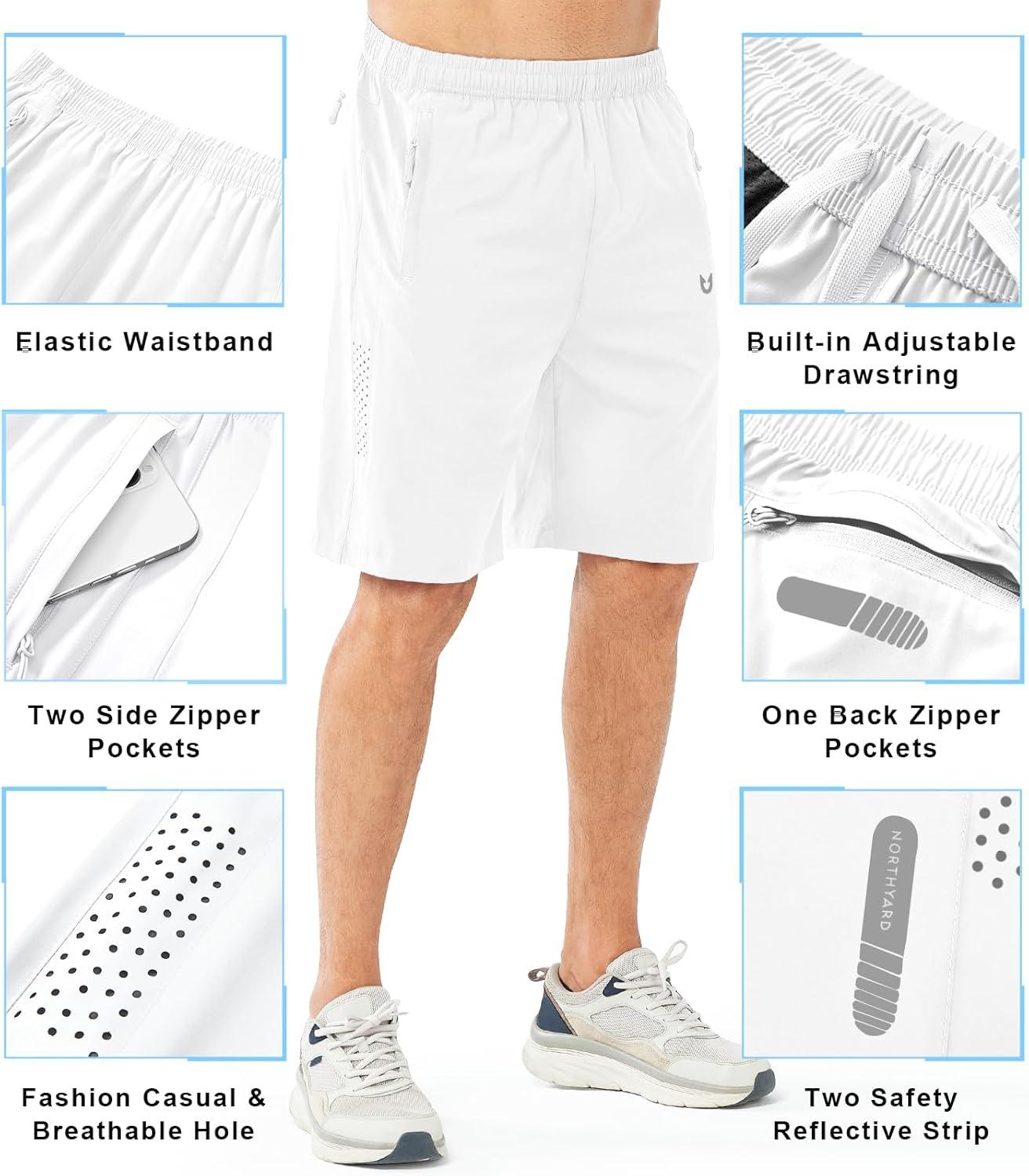imageNORTHYARD Mens Athletic Running Shorts Quick Dry Workout Shorts 7quot 5quot 9quot Lightweight Sports Gym Basketball Tennis HikingWhite