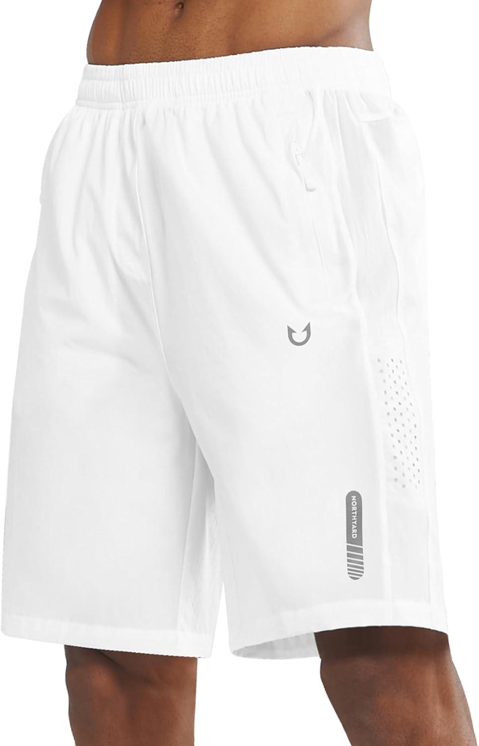 imageNORTHYARD Mens Athletic Running Shorts Quick Dry Workout Shorts 7quot 5quot 9quot Lightweight Sports Gym Basketball Tennis HikingWhite