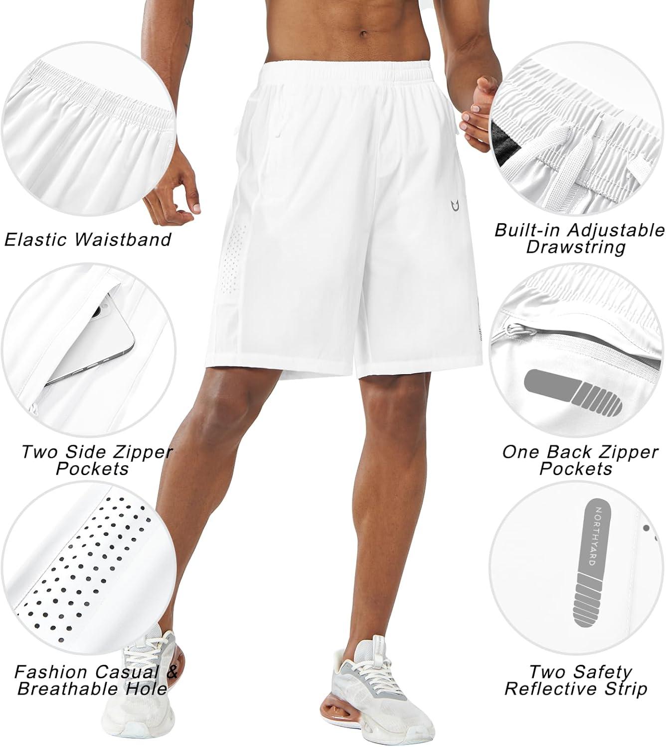 imageNORTHYARD Mens Athletic Running Shorts Quick Dry Workout Shorts 7quot 5quot 9quot Lightweight Sports Gym Basketball Tennis HikingWhite