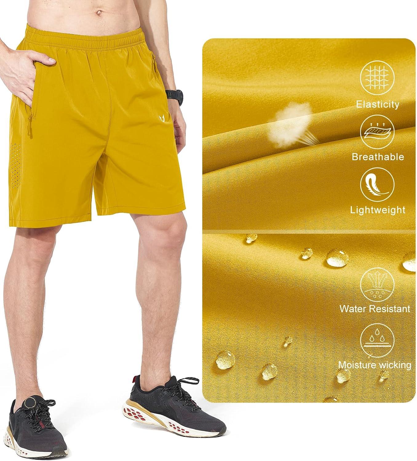 imageNORTHYARD Mens Athletic Running Shorts Quick Dry Workout Shorts 7quot 5quot 9quot Lightweight Sports Gym Basketball Tennis HikingYellow