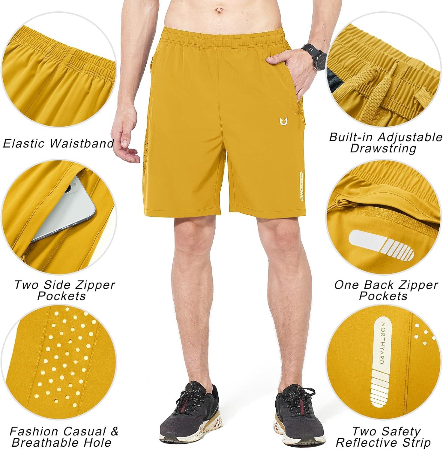 imageNORTHYARD Mens Athletic Running Shorts Quick Dry Workout Shorts 7quot 5quot 9quot Lightweight Sports Gym Basketball Tennis HikingYellow