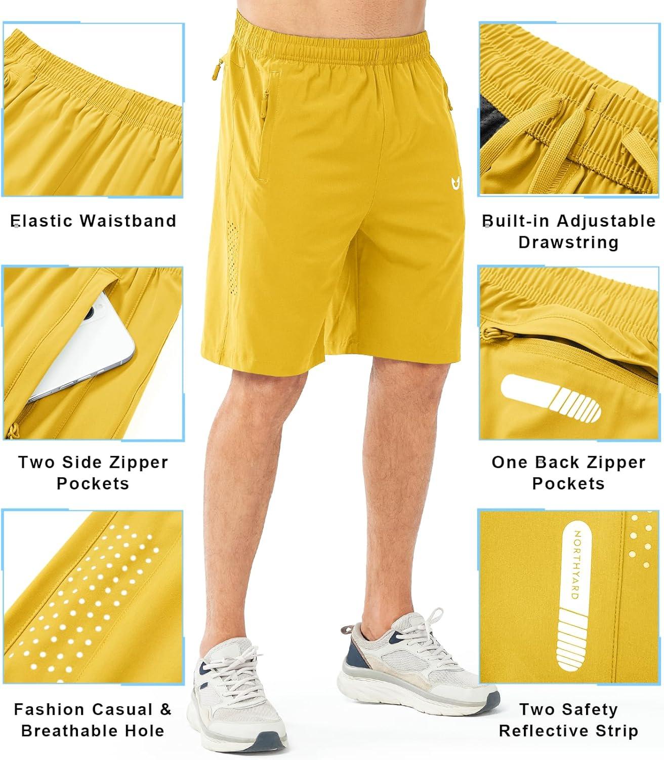 imageNORTHYARD Mens Athletic Running Shorts Quick Dry Workout Shorts 7quot 5quot 9quot Lightweight Sports Gym Basketball Tennis HikingYellow