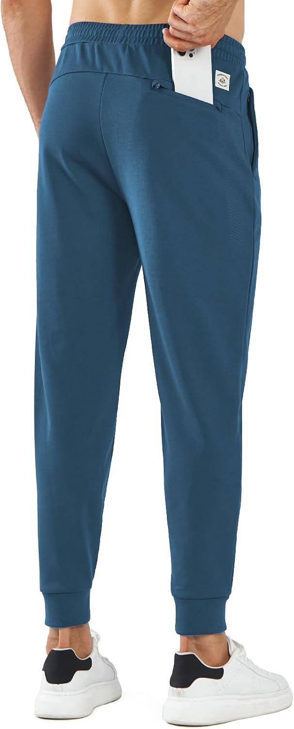 imageNORTHYARD Mens Cotton Athletic Jogger Sweatpants with Zipper Pockets Running Workout Gym Tapered Pants Comfy Lounge PantsDark Blue