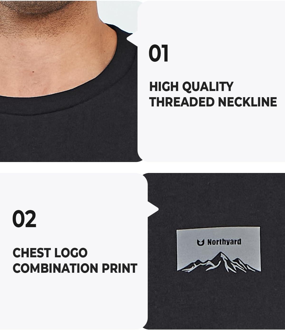 imageNORTHYARD Mens Heavyweight Cotton TShirts Crewneck Short Sleeve Fashion Casual Shirts for MenBlack