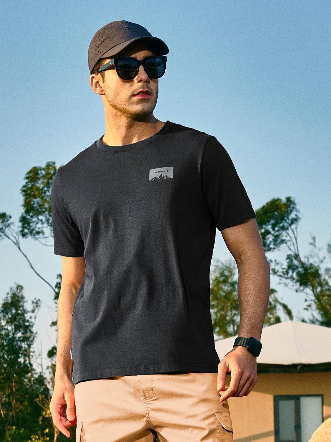 imageNORTHYARD Mens Heavyweight Cotton TShirts Crewneck Short Sleeve Fashion Casual Shirts for MenBlack
