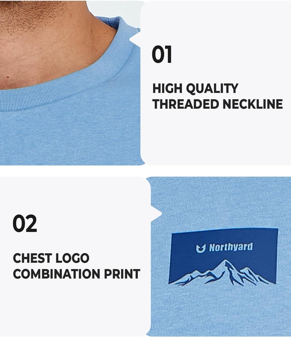 imageNORTHYARD Mens Heavyweight Cotton TShirts Crewneck Short Sleeve Fashion Casual Shirts for MenBluestone