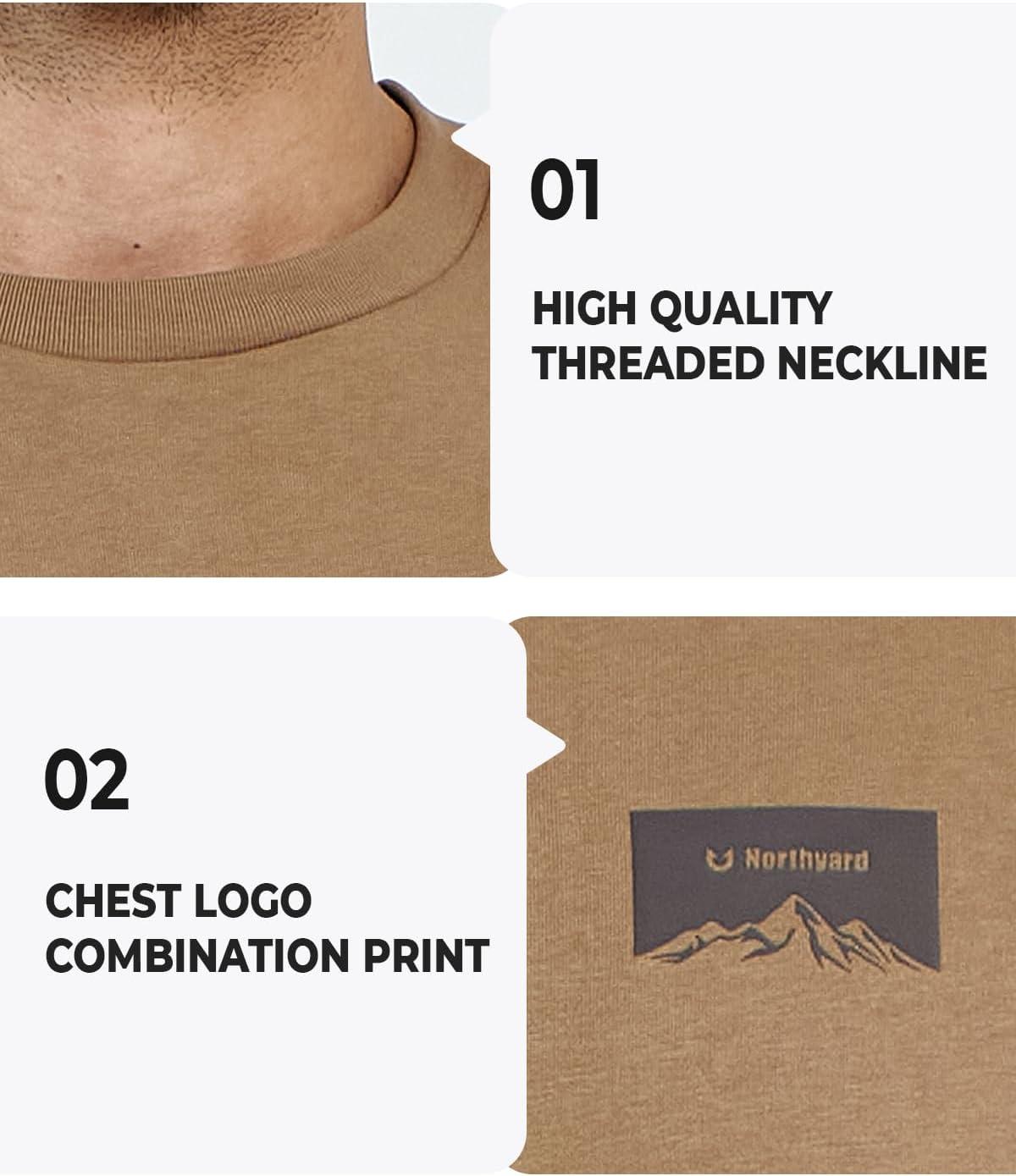 imageNORTHYARD Mens Heavyweight Cotton TShirts Crewneck Short Sleeve Fashion Casual Shirts for MenBrown