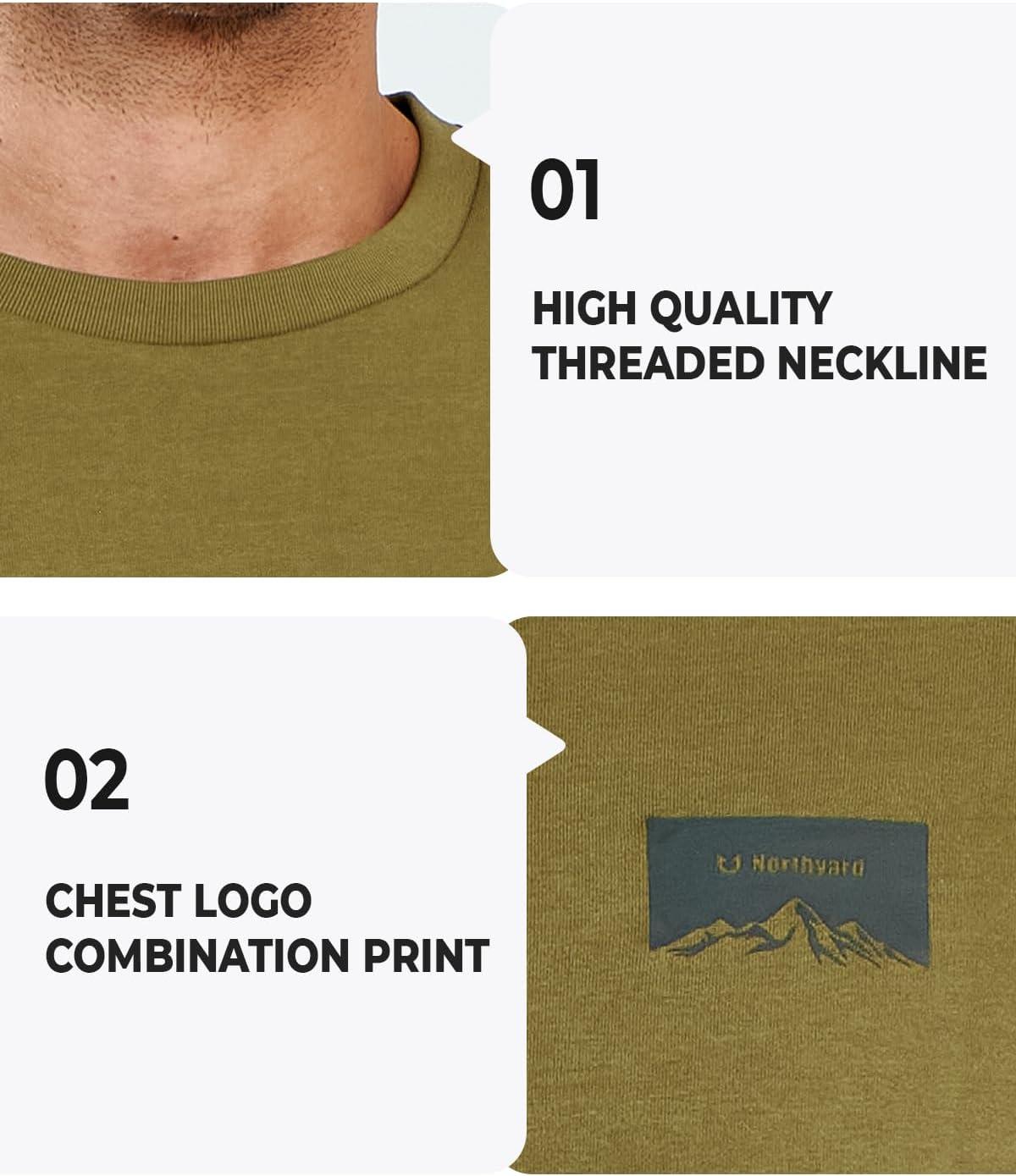 imageNORTHYARD Mens Heavyweight Cotton TShirts Crewneck Short Sleeve Fashion Casual Shirts for MenOlive