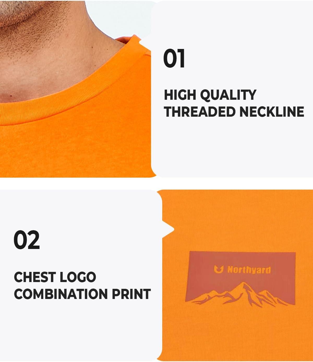 imageNORTHYARD Mens Heavyweight Cotton TShirts Crewneck Short Sleeve Fashion Casual Shirts for MenOrange