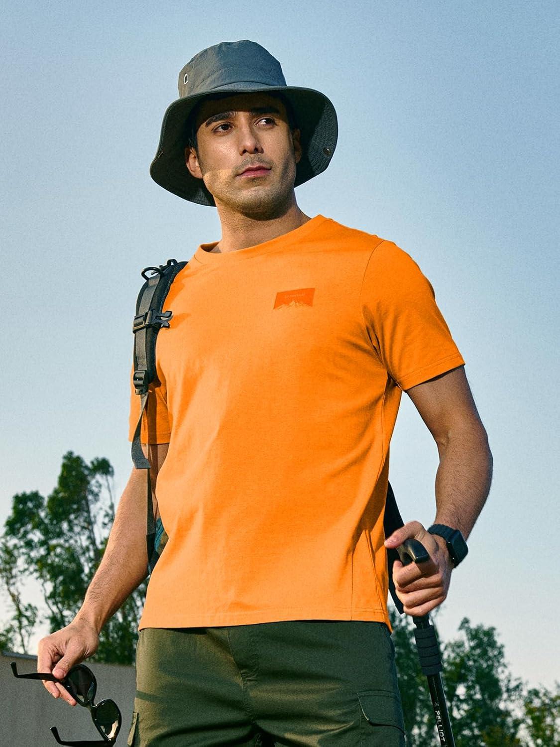 imageNORTHYARD Mens Heavyweight Cotton TShirts Crewneck Short Sleeve Fashion Casual Shirts for MenOrange