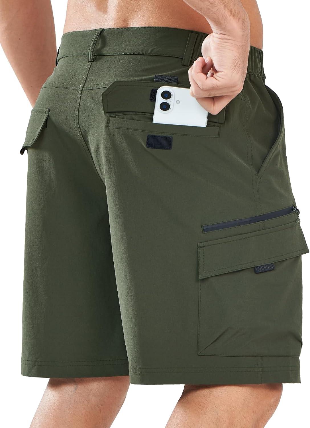 imageNORTHYARD Mens Hiking Cargo Shorts 9quot Casual Golf Lightweight Workout Short Athletic Outdoor Fishing Work Sport with PocketsArmygreen