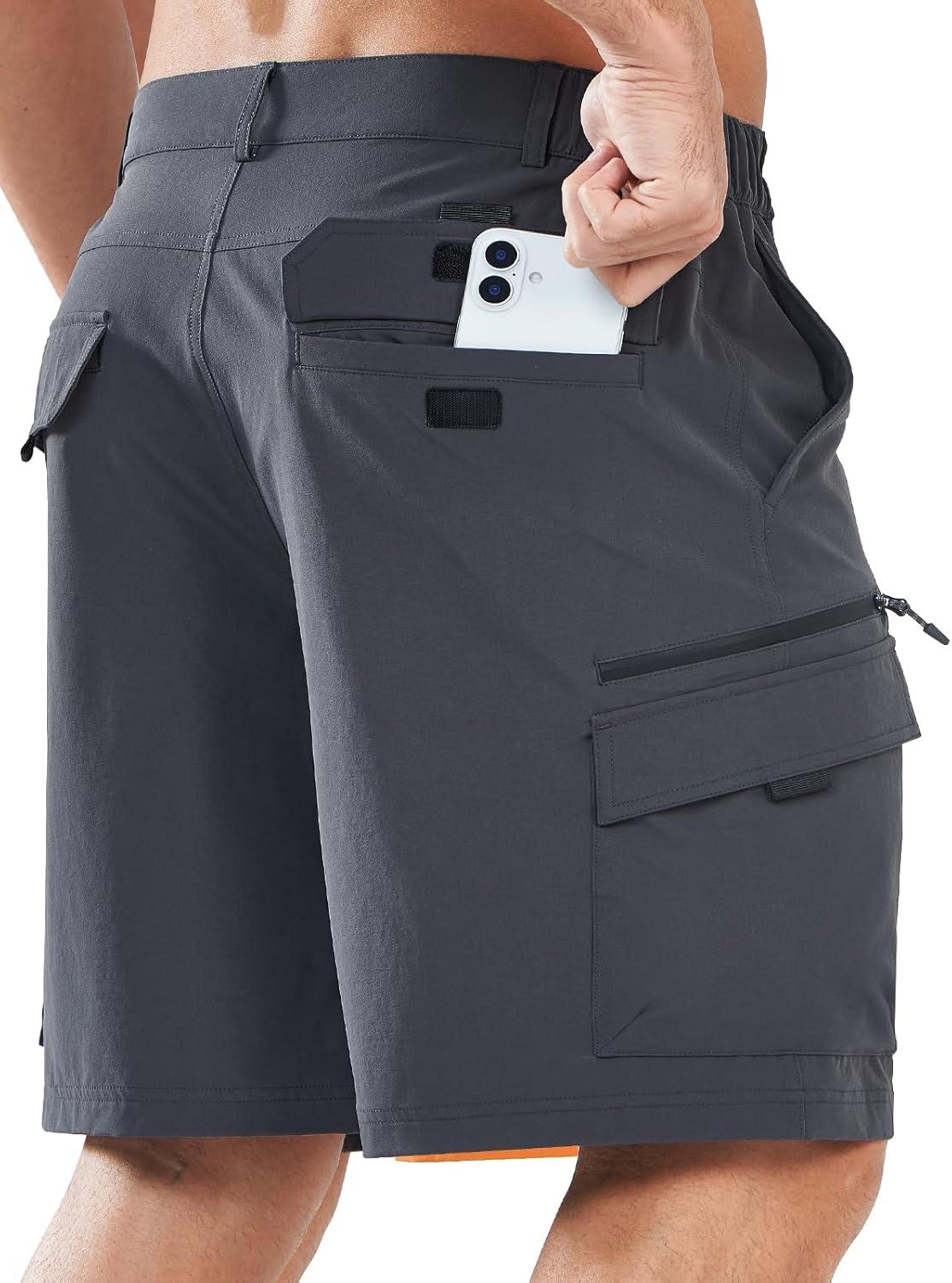 imageNORTHYARD Mens Hiking Cargo Shorts 9quot Casual Golf Lightweight Workout Short Athletic Outdoor Fishing Work Sport with PocketsDarkgrey