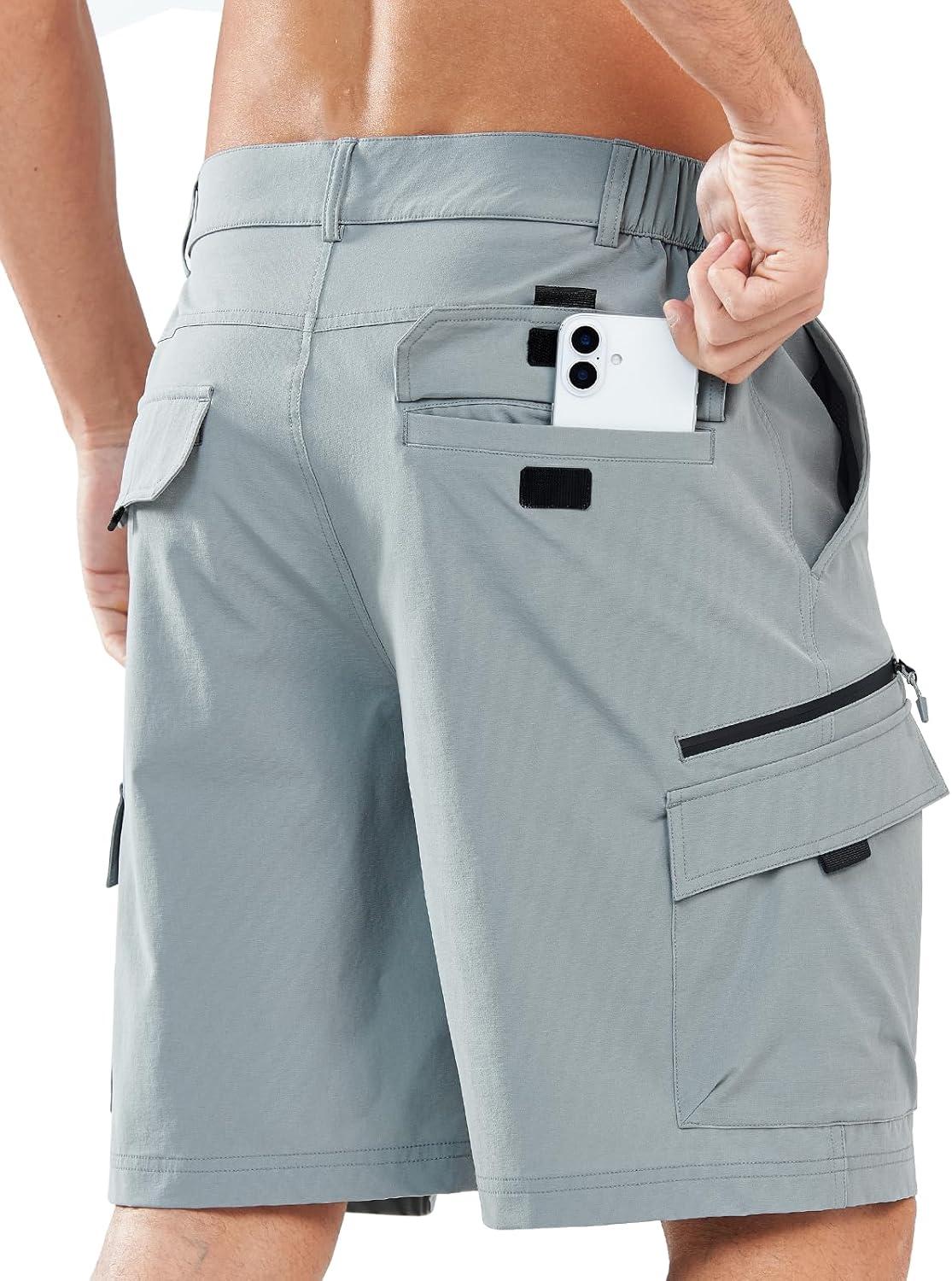 imageNORTHYARD Mens Hiking Cargo Shorts 9quot Casual Golf Lightweight Workout Short Athletic Outdoor Fishing Work Sport with PocketsGreyblue