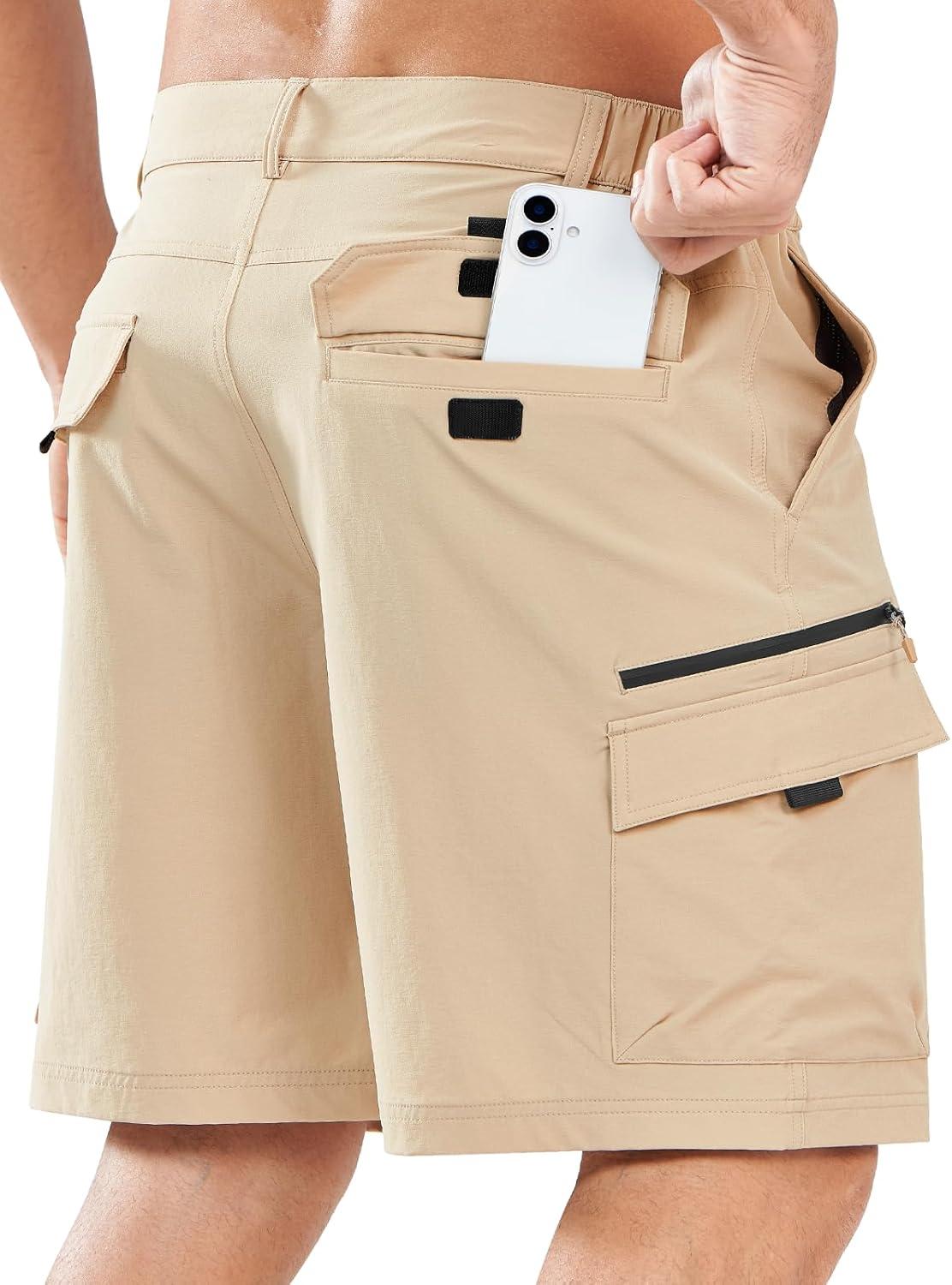 imageNORTHYARD Mens Hiking Cargo Shorts 9quot Casual Golf Lightweight Workout Short Athletic Outdoor Fishing Work Sport with PocketsLightkhaki