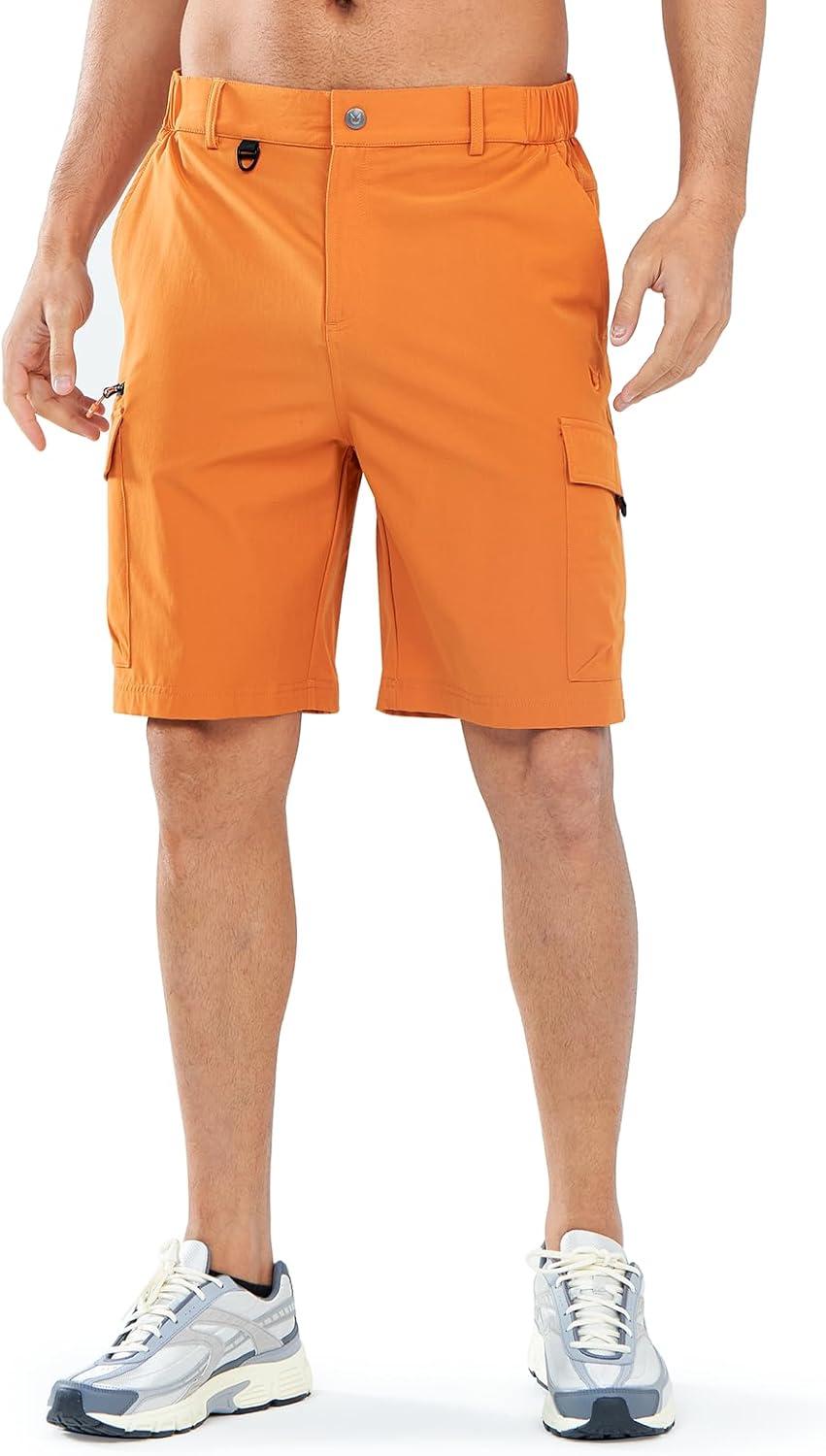 imageNORTHYARD Mens Hiking Cargo Shorts 9quot Casual Golf Lightweight Workout Short Athletic Outdoor Fishing Work Sport with PocketsOrange