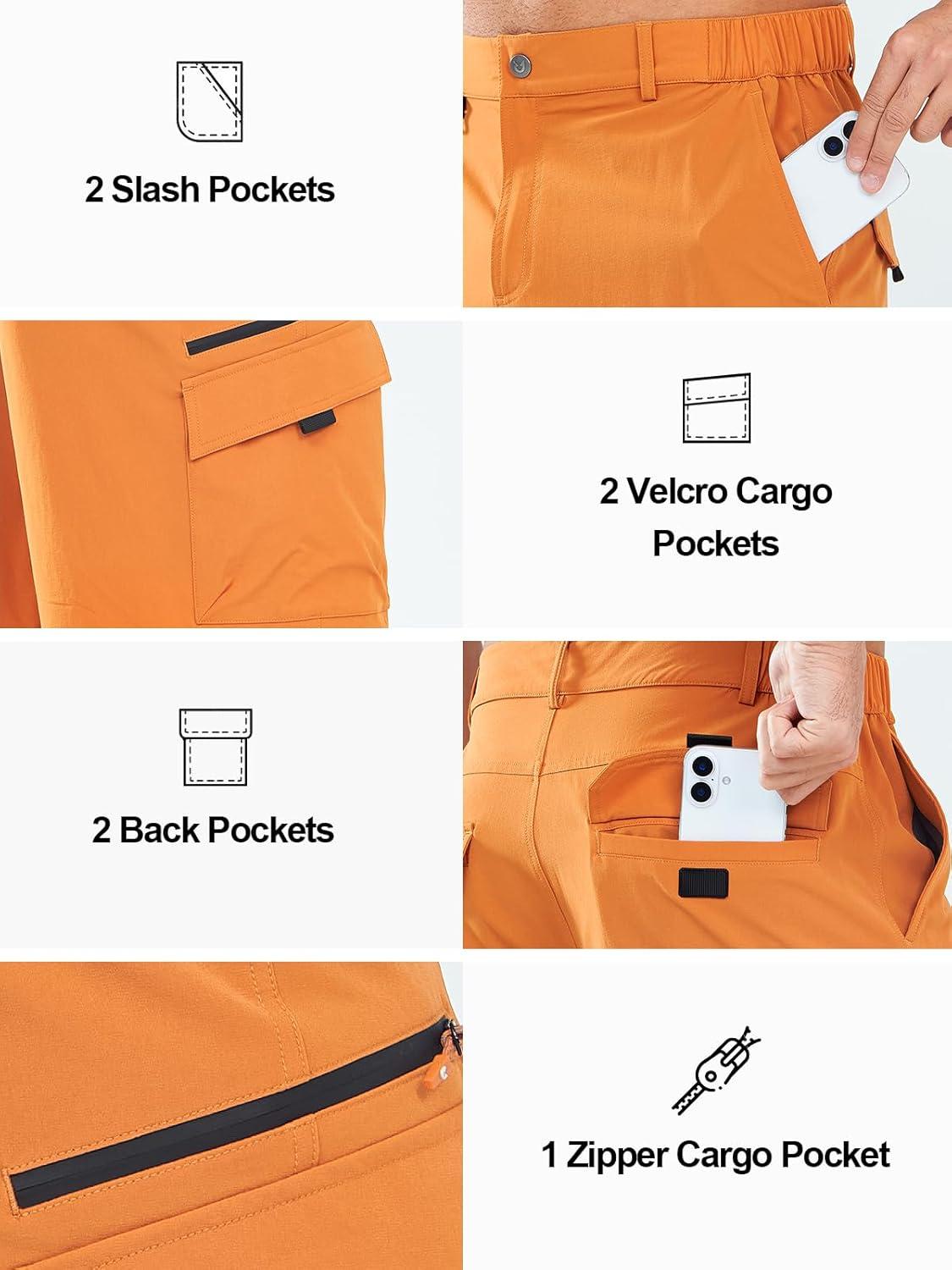 imageNORTHYARD Mens Hiking Cargo Shorts 9quot Casual Golf Lightweight Workout Short Athletic Outdoor Fishing Work Sport with PocketsOrange