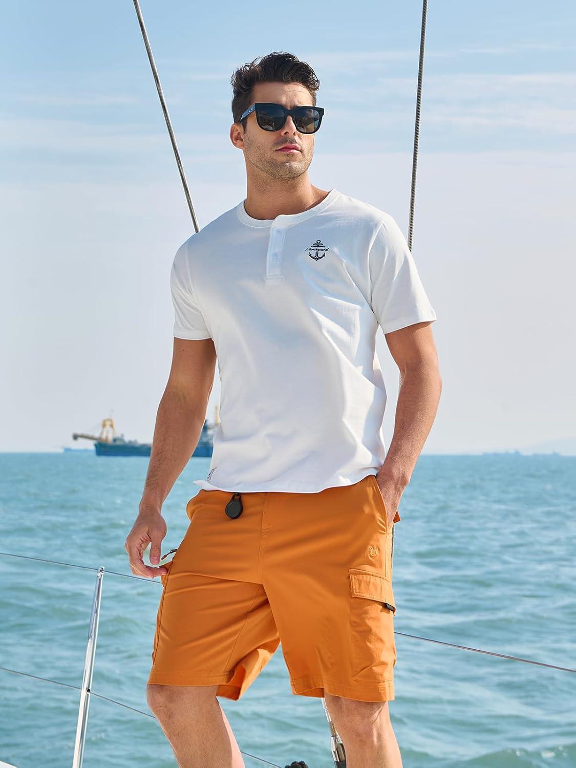 imageNORTHYARD Mens Hiking Cargo Shorts 9quot Casual Golf Lightweight Workout Short Athletic Outdoor Fishing Work Sport with PocketsOrange