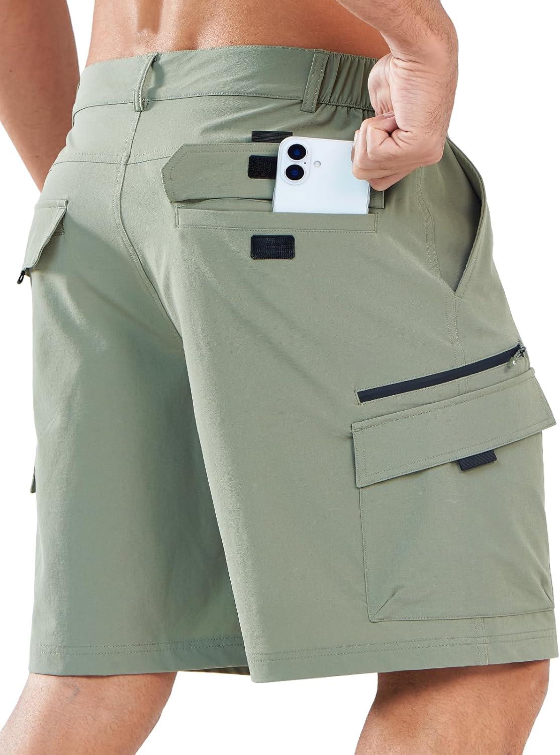 imageNORTHYARD Mens Hiking Cargo Shorts 9quot Casual Golf Lightweight Workout Short Athletic Outdoor Fishing Work Sport with PocketsSagegreen