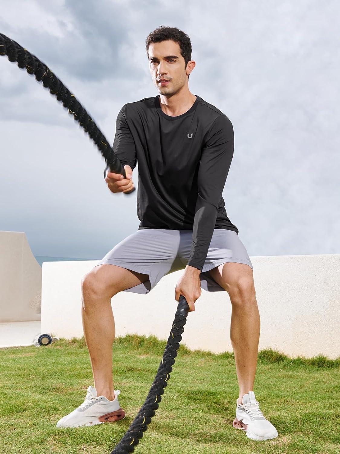 imageNORTHYARD Mens Long Sleeve Shirts Quick Dry Workout Gym Athletic Running Sun T Shirts TopsBlack