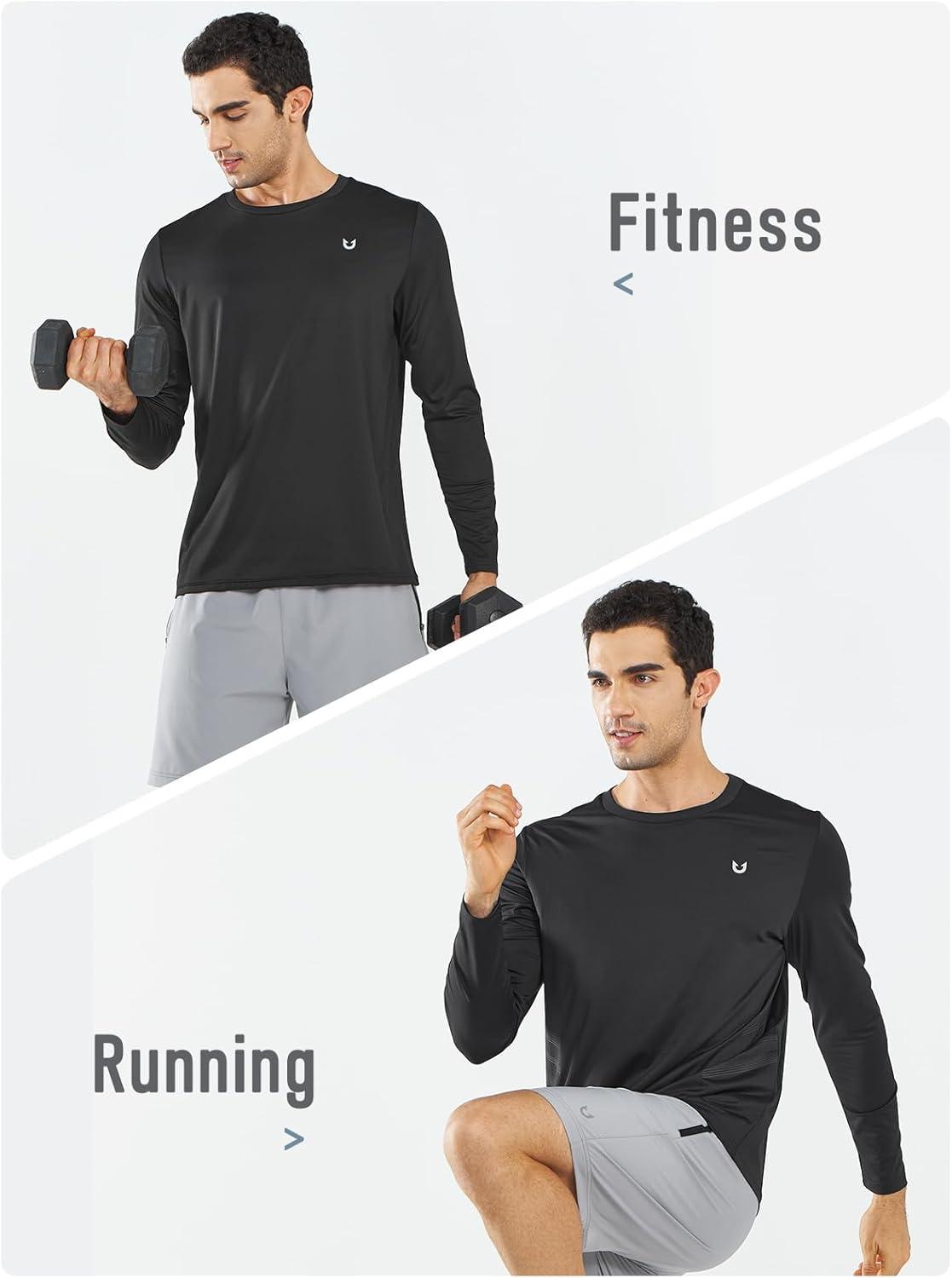 imageNORTHYARD Mens Long Sleeve Shirts Quick Dry Workout Gym Athletic Running Sun T Shirts TopsBlack