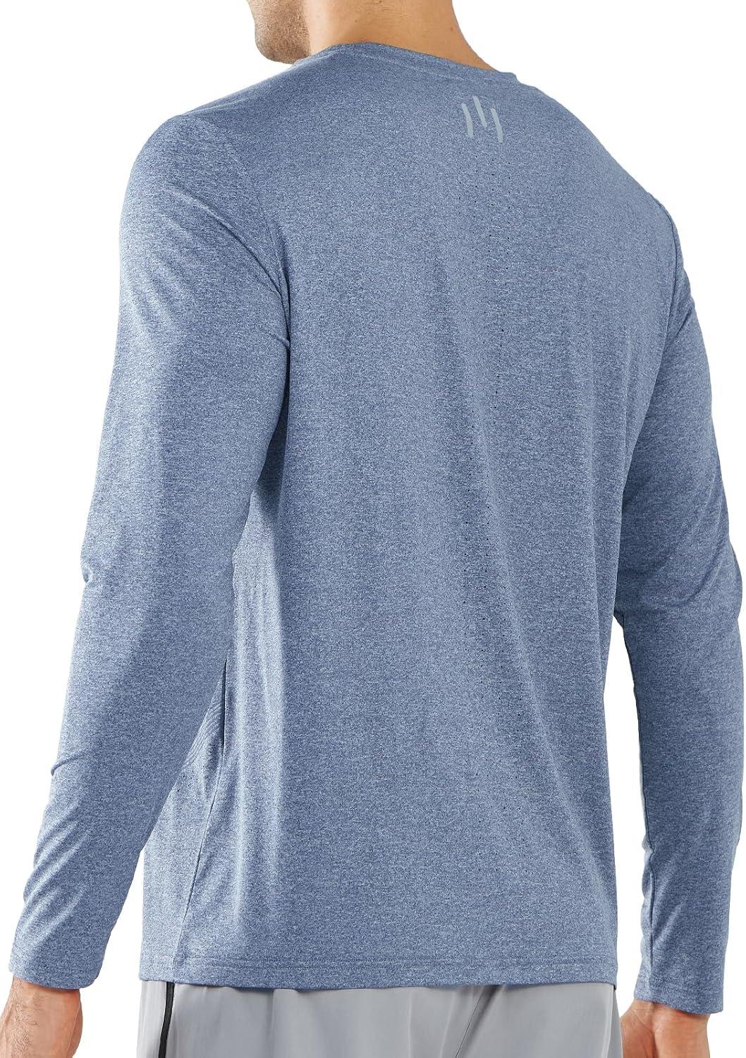 imageNORTHYARD Mens Long Sleeve Shirts Quick Dry Workout Gym Athletic Running Sun T Shirts TopsBlueheather
