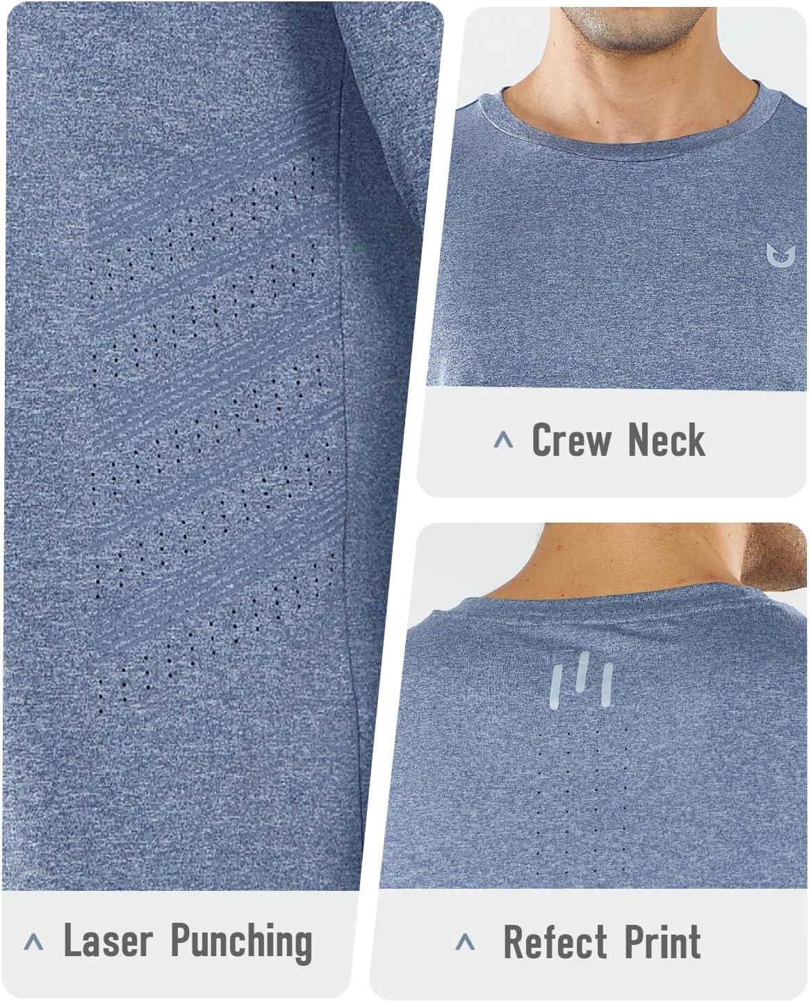 imageNORTHYARD Mens Long Sleeve Shirts Quick Dry Workout Gym Athletic Running Sun T Shirts TopsBlueheather