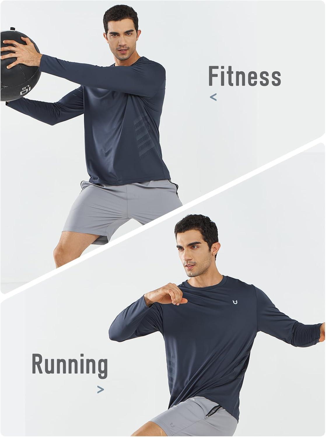 imageNORTHYARD Mens Long Sleeve Shirts Quick Dry Workout Gym Athletic Running Sun T Shirts TopsCoolgrey