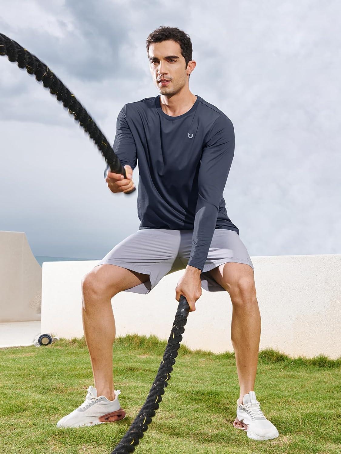 imageNORTHYARD Mens Long Sleeve Shirts Quick Dry Workout Gym Athletic Running Sun T Shirts TopsCoolgrey