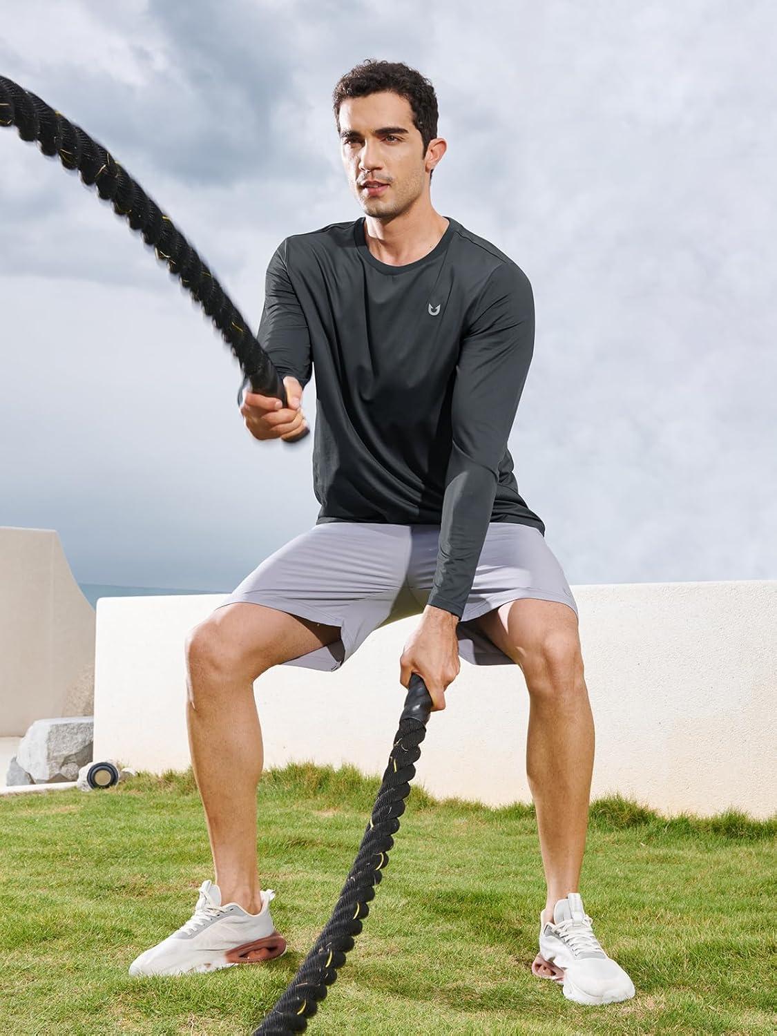 imageNORTHYARD Mens Long Sleeve Shirts Quick Dry Workout Gym Athletic Running Sun T Shirts TopsDarkgrey