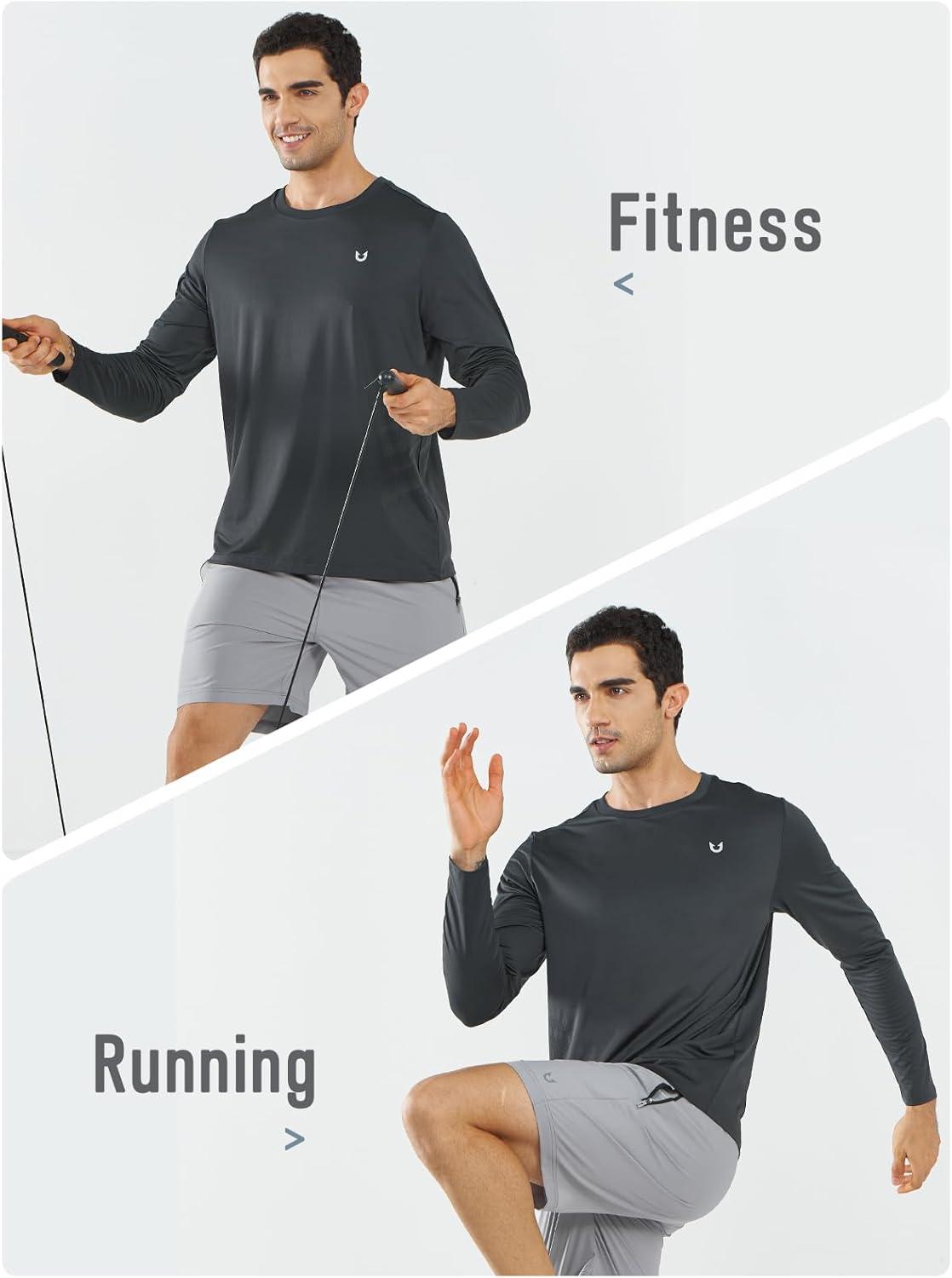 imageNORTHYARD Mens Long Sleeve Shirts Quick Dry Workout Gym Athletic Running Sun T Shirts TopsDarkgrey