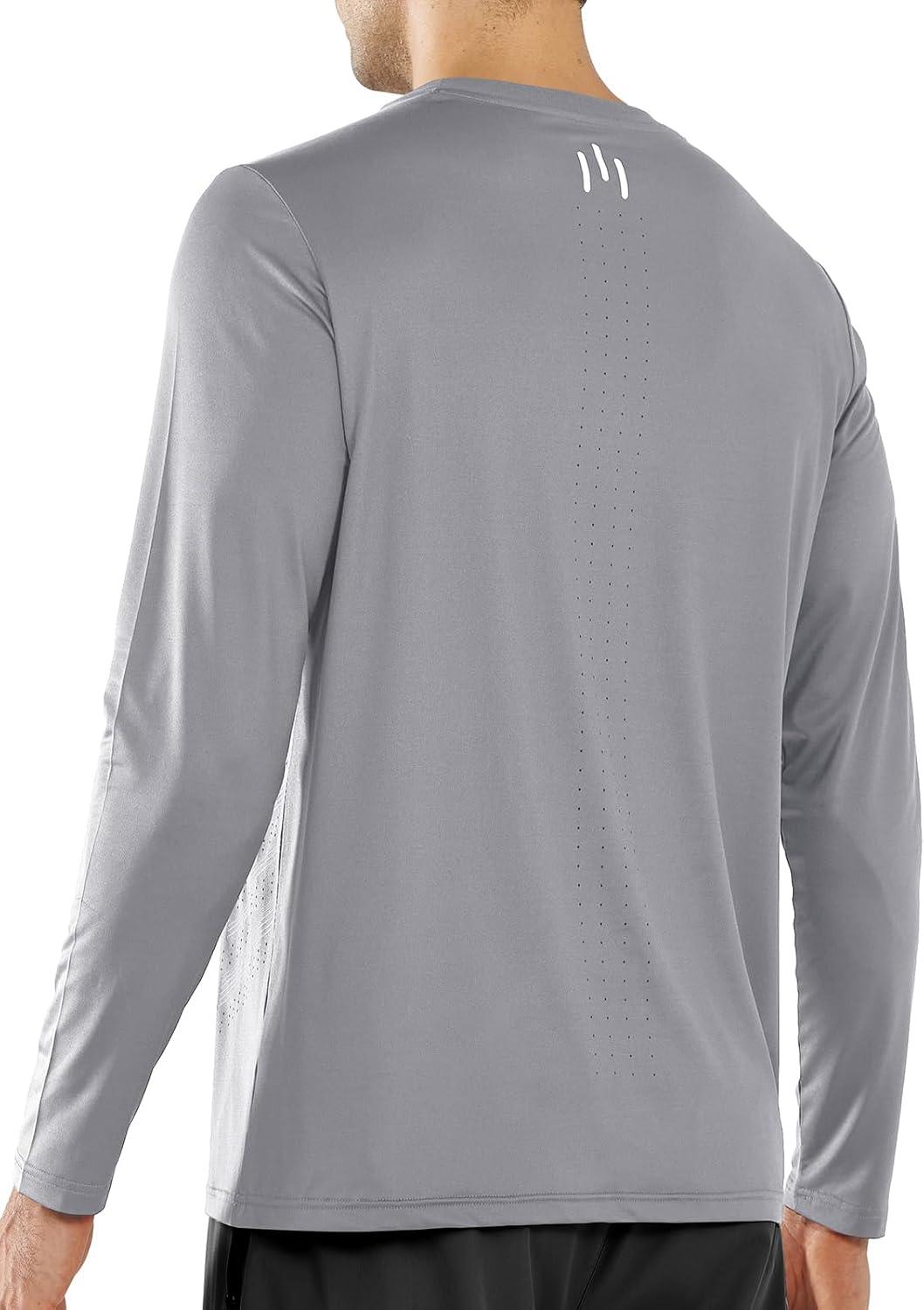 imageNORTHYARD Mens Long Sleeve Shirts Quick Dry Workout Gym Athletic Running Sun T Shirts TopsLightgrey