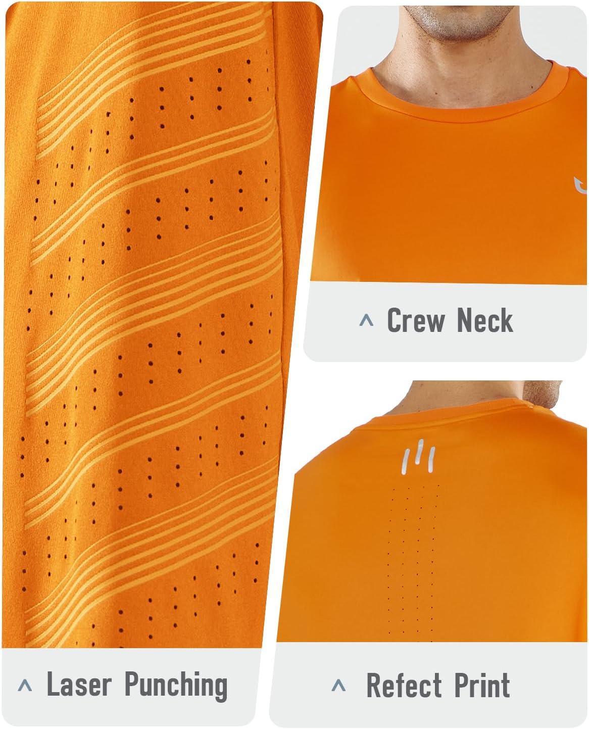 imageNORTHYARD Mens Long Sleeve Shirts Quick Dry Workout Gym Athletic Running Sun T Shirts TopsOrange