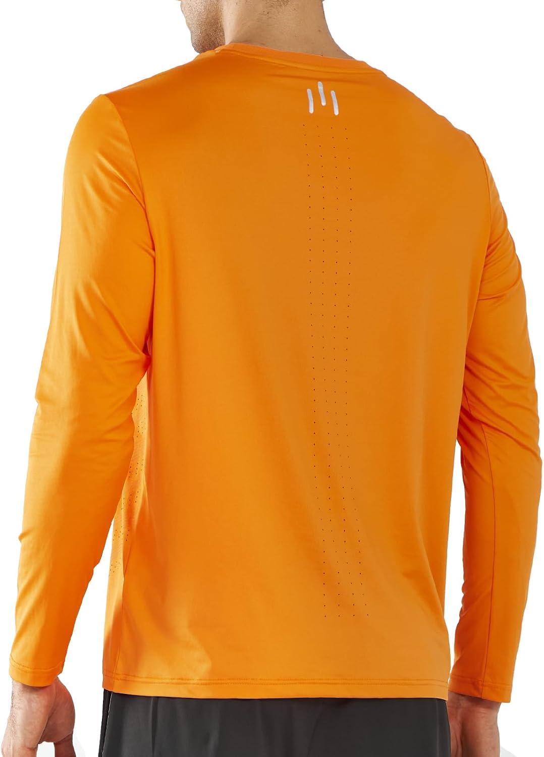 imageNORTHYARD Mens Long Sleeve Shirts Quick Dry Workout Gym Athletic Running Sun T Shirts TopsOrange