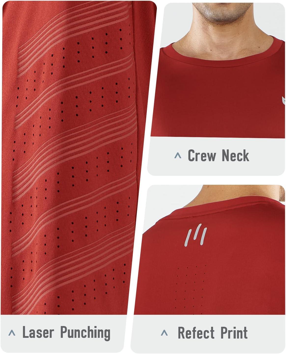 imageNORTHYARD Mens Long Sleeve Shirts Quick Dry Workout Gym Athletic Running Sun T Shirts TopsRedochre