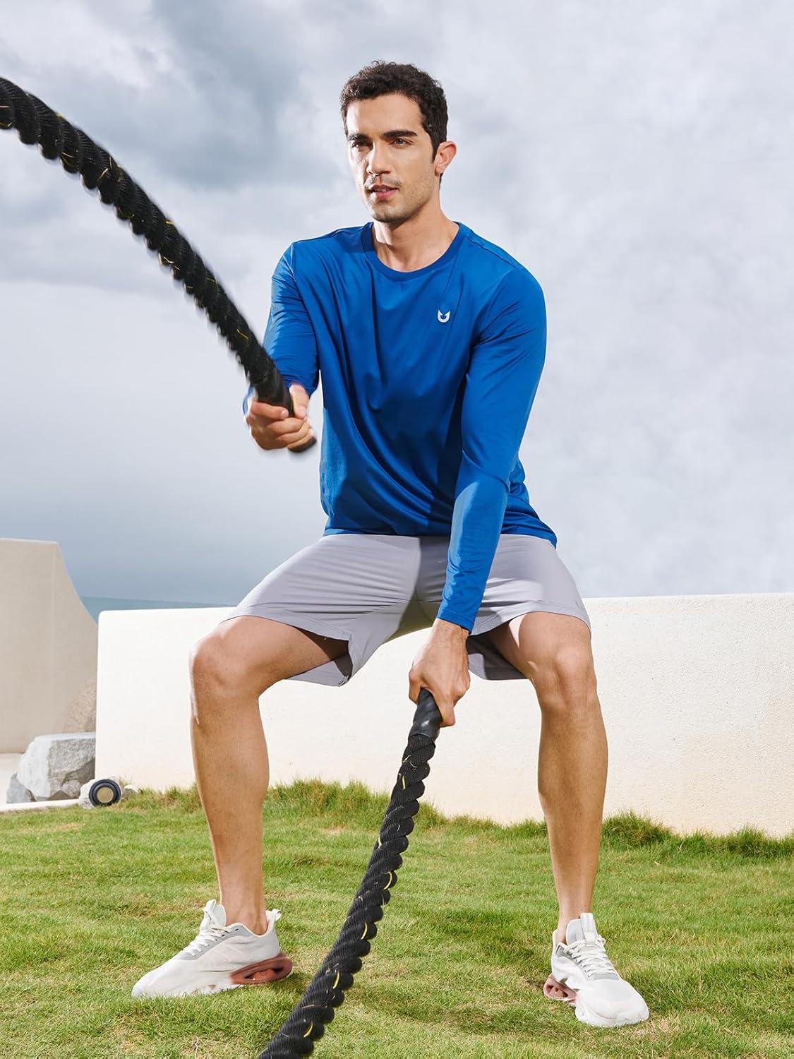 imageNORTHYARD Mens Long Sleeve Shirts Quick Dry Workout Gym Athletic Running Sun T Shirts TopsRoyalblue