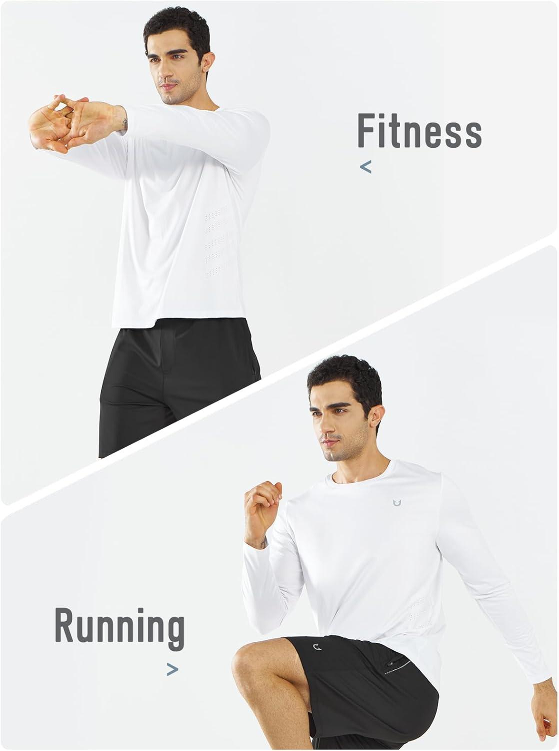 imageNORTHYARD Mens Long Sleeve Shirts Quick Dry Workout Gym Athletic Running Sun T Shirts TopsWhite