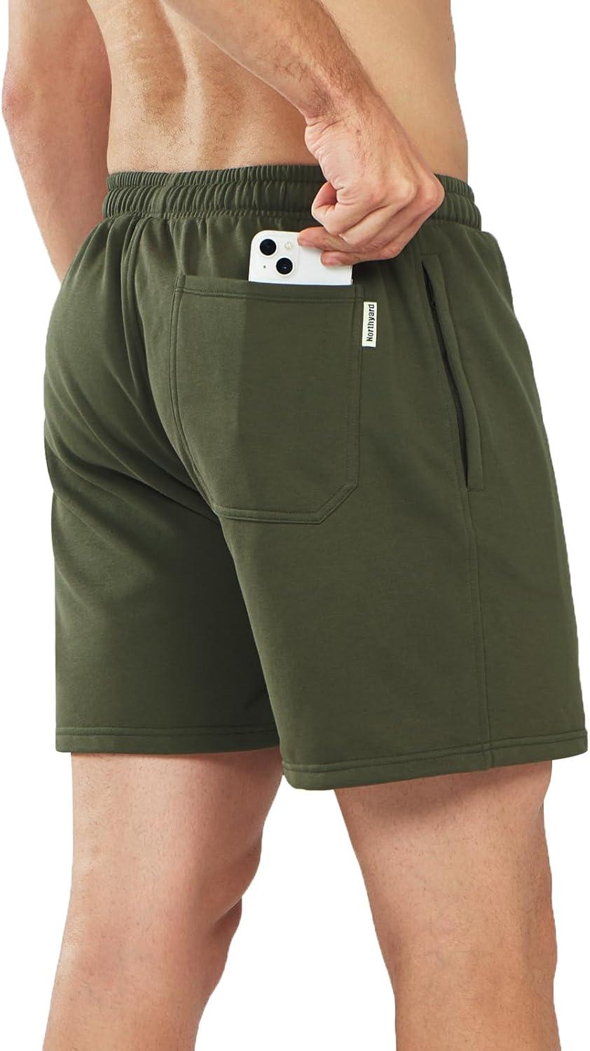 imageNORTHYARD Mens Sweat Shorts 5quot with Pockets Cotton Drawstring Summer Running Casual Lounge ShortsArmygreen