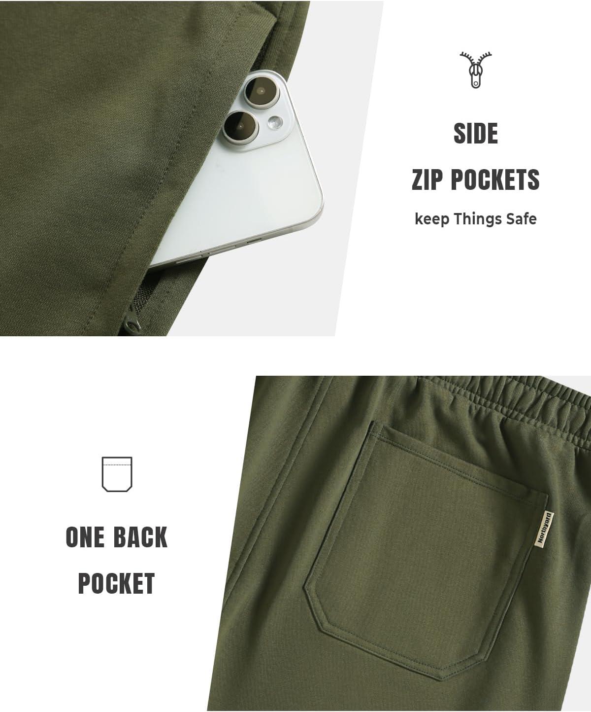 imageNORTHYARD Mens Sweat Shorts 5quot with Pockets Cotton Drawstring Summer Running Casual Lounge ShortsArmygreen