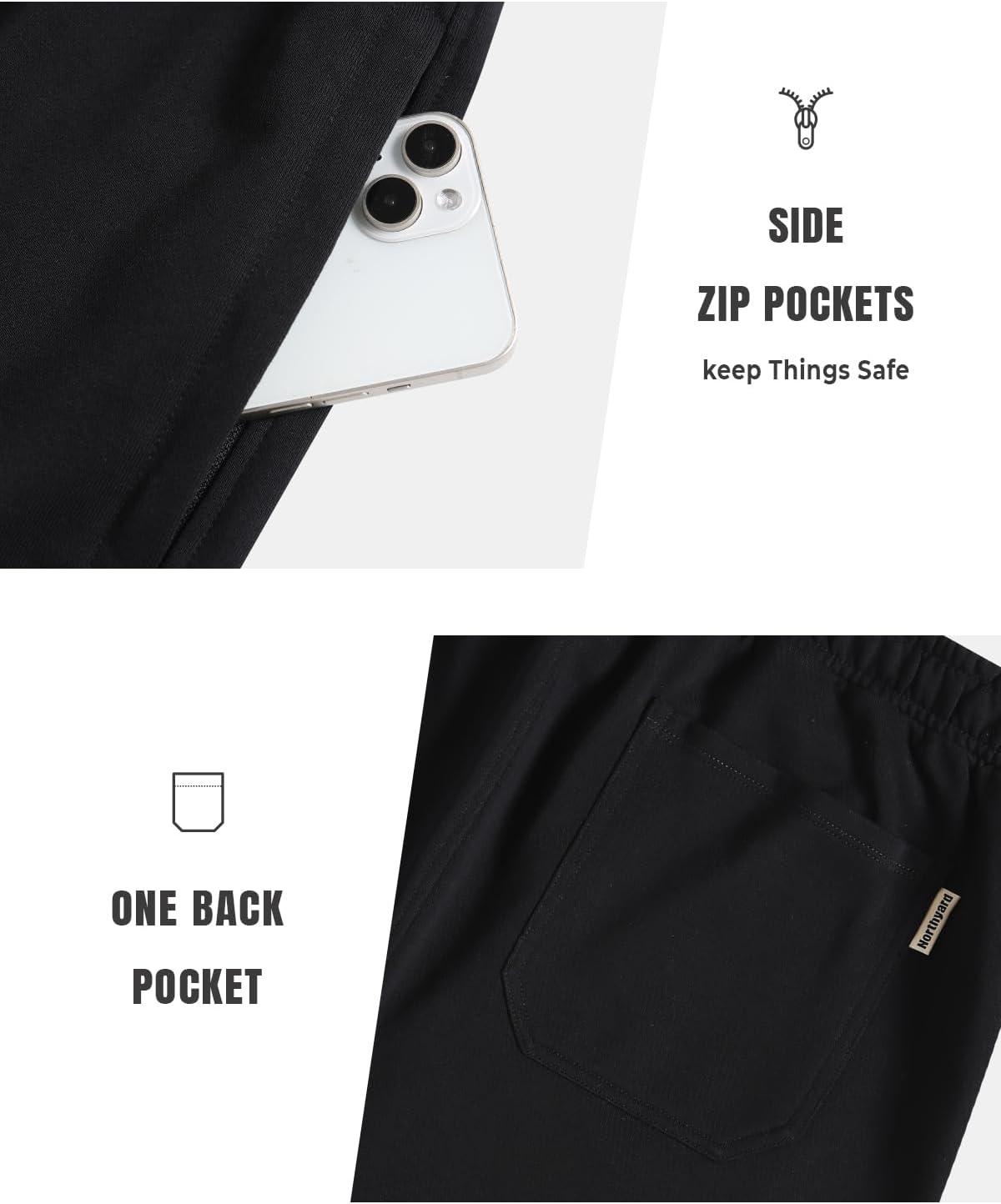 imageNORTHYARD Mens Sweat Shorts 5quot with Pockets Cotton Drawstring Summer Running Casual Lounge ShortsBlack