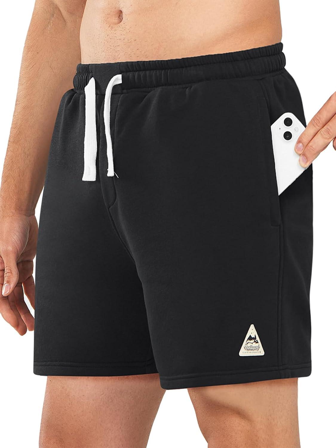 imageNORTHYARD Mens Sweat Shorts 5quot with Pockets Cotton Drawstring Summer Running Casual Lounge ShortsBlack