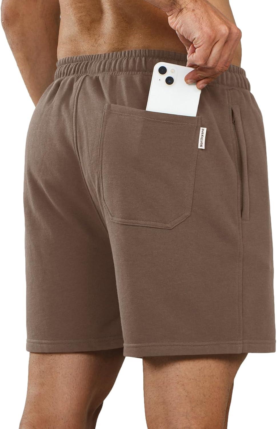 imageNORTHYARD Mens Sweat Shorts 5quot with Pockets Cotton Drawstring Summer Running Casual Lounge ShortsCoffee