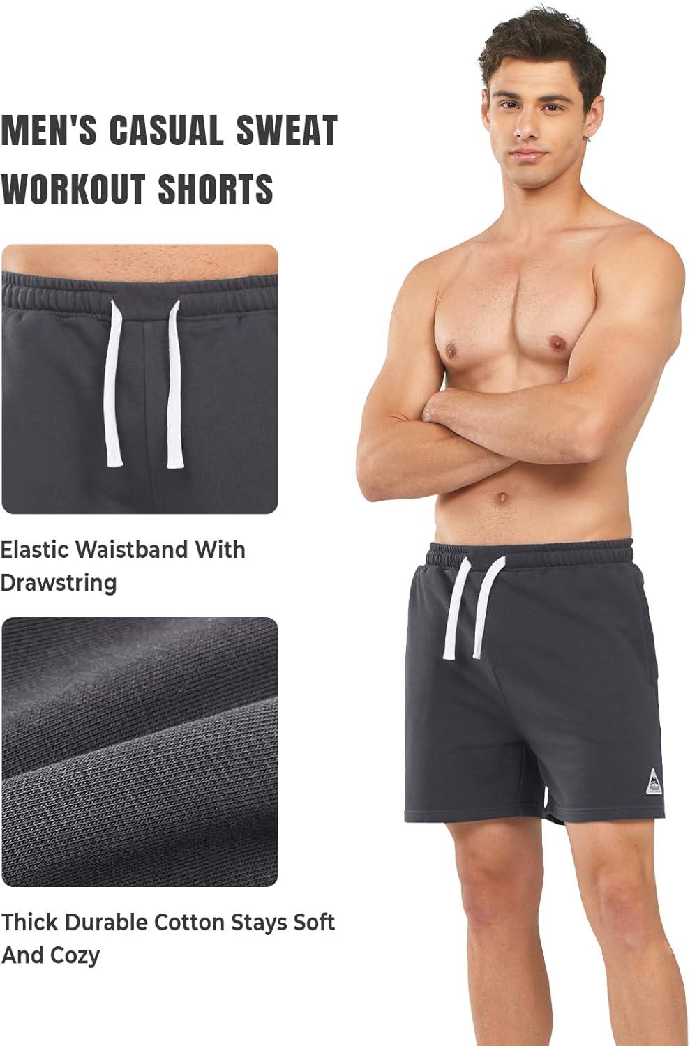 imageNORTHYARD Mens Sweat Shorts 5quot with Pockets Cotton Drawstring Summer Running Casual Lounge ShortsDarkgrey