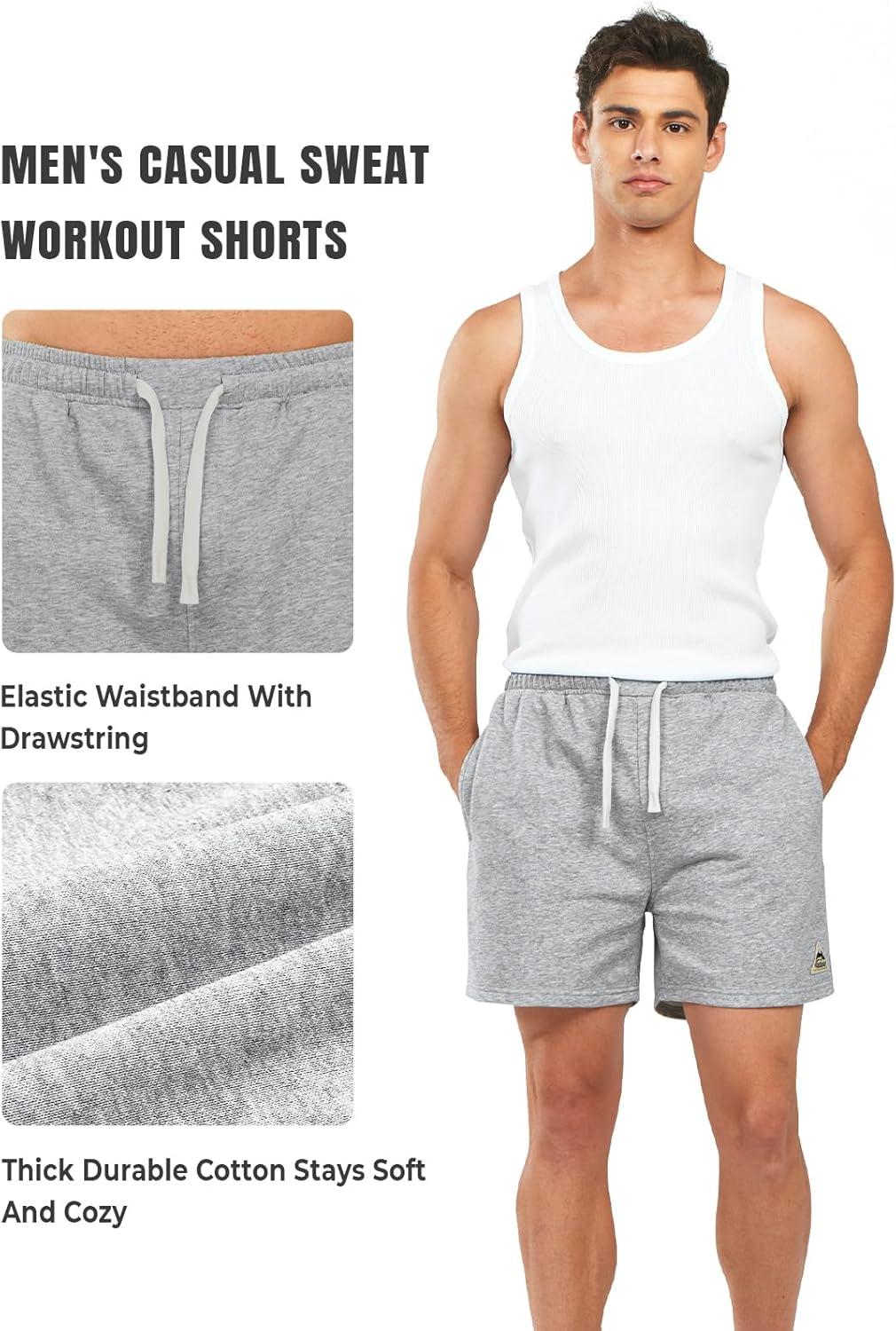 imageNORTHYARD Mens Sweat Shorts 5quot with Pockets Cotton Drawstring Summer Running Casual Lounge ShortsLight Heather