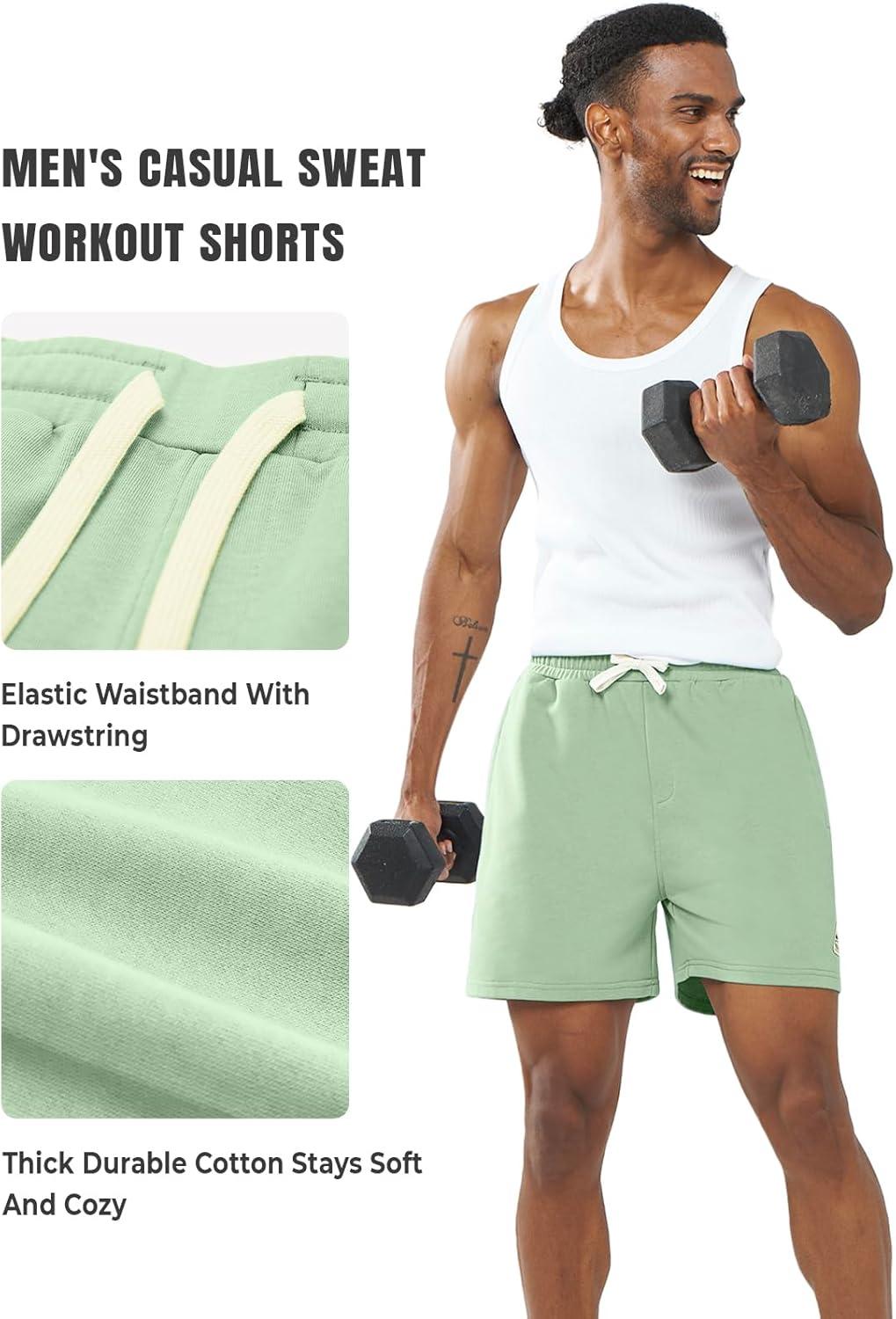 imageNORTHYARD Mens Sweat Shorts 5quot with Pockets Cotton Drawstring Summer Running Casual Lounge ShortsLodenfrost